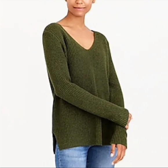 Olive Green J. Crew Knit Cozy Fall Sweater - Picture 2 of 8